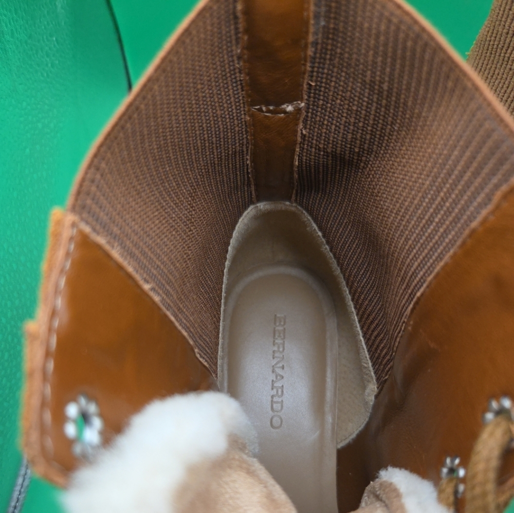 Anthropologie Bernardo Wmns Selena Shearling Lined Lace-Up Ankle Boots 9M Suede - Picture 10 of 16